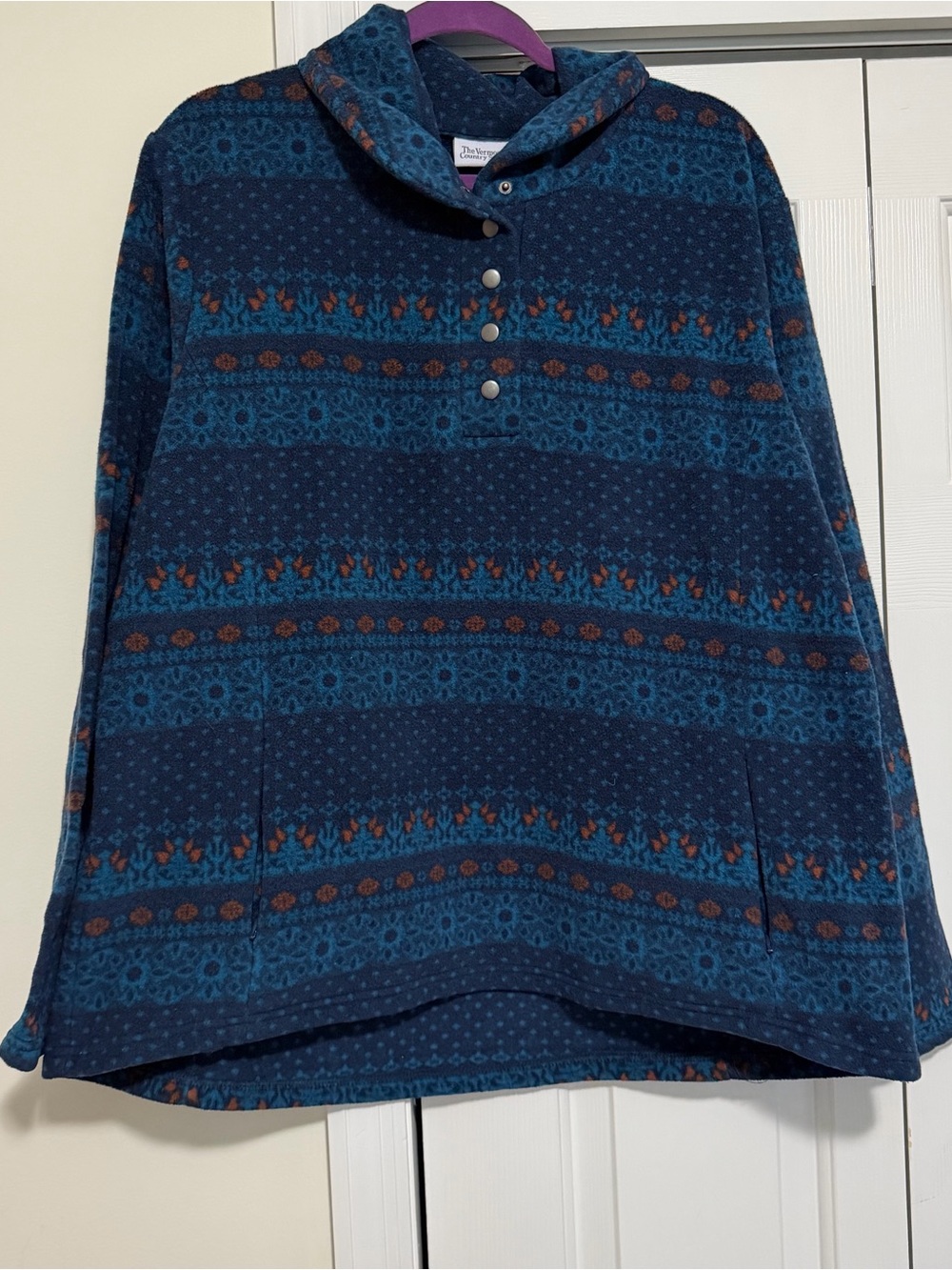 The Vermont Country Store Vintage Navy Blue Pullover Fleece Size XL